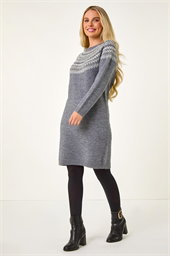 Petite Fairisle Knit Jumper Dress
