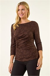 Petite Ruched Side Jacquard Top