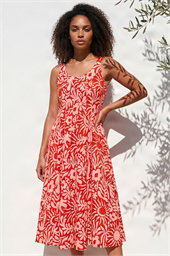 Dusk Abstract Print Midi Dress