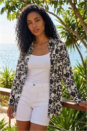 Floral Swirl Print Collared Shirt