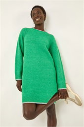 Contrast Trim Knitted Jumper Dress
