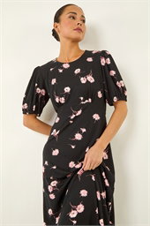 Petite Floral Stretch Midi Dress
