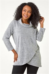Petite Brushed Knit Wrap Top