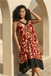 Curve Floral Print V-Neck Dress