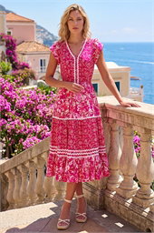 Floral Print Ric Rac Midi Dress
