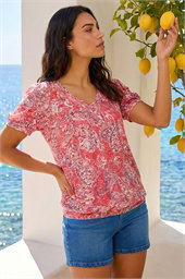 Paisley Burnout Blouson Top