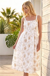 Embroidered Strappy Midi Dress