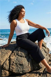 Curve Linen Blend Cropped Trousers
