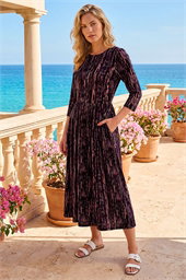 Abstract Print Stretch Midi Dress