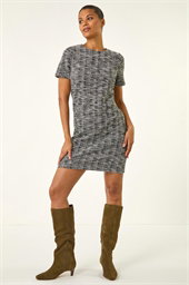 Textured Stretch Shift Dress