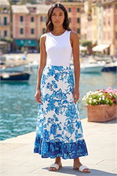 Contrast Floral Tiered Skirt