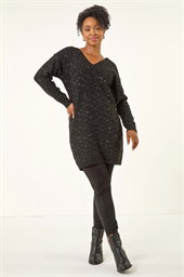 Petite Sparkle V-Neck Knit Jumper