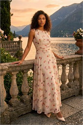 Petite Floral Ruched Waist Maxi Dress