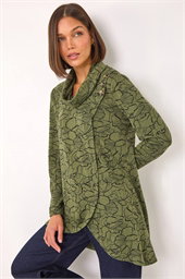 Floral Print Cowl Neck Top