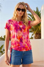 Abstract Print Side Tie Detail Top