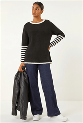 Contrast Stripe Detail Knit Jumper
