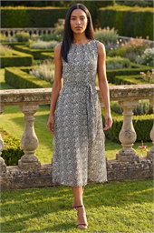 Polka Dot Pleated Midi Dress