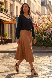 Plain Stretch V-Neck Longline Jumper