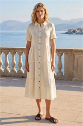Embroidery Detail Tiered Midi Dress