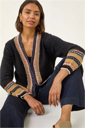 Cross Stitch Detail Knit Cardigan