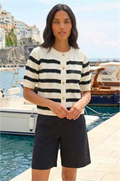 Stripe Button Knit Cardigan