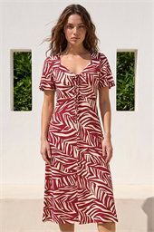 Petite Animal Stretch Gathered Midi Dress
