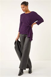 Textured Asymmetric Wrap Top