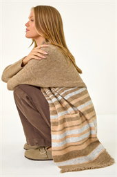 Stripe Print Knit Longline Cardigan