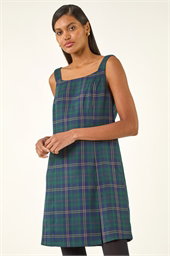 Check Print Pinafore Dress
