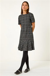 Textured Frill Hem Stretch Dress