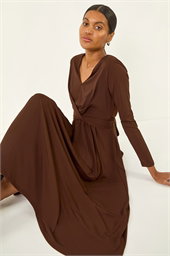 Twist Front Stretch Midi Dress