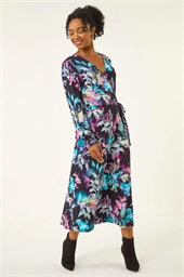 Petite Abstract Stretch Midi Dress