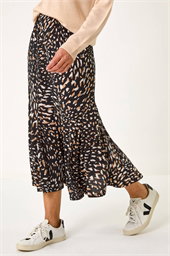 Speckled Print Asymmetric A-Line Skirt