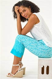 Abstract Print Seam Stretch Trouser