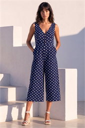 Polka Dot Print Pocket Jumpsuit