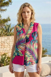 Leaf Print Stretch Vest Top