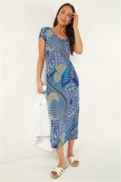 Petite Abstract A-Line Midi Dress