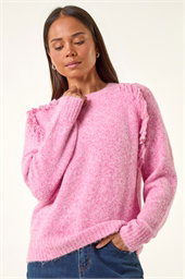 Petite Fringe Shoulder Knit Jumper