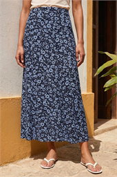 Flower Print Jersey Stretch Skirt