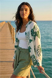 Tropical Palm Leaf Buttoned Shirt