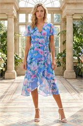 Floral Frill Detail Wrap Dress