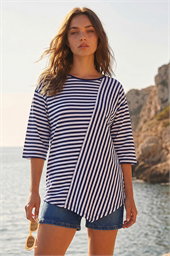 Petite Asymmetric Stripe Top