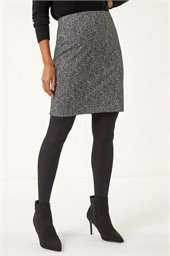 Smart Textured Elastic Waist Stretch Skirt