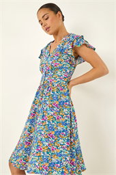 Petite Ditsy Floral Button Dress