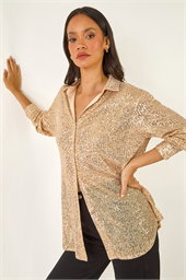 Dusk Sequin Button Up Blouse