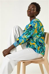 Leaf Print 3/4 Sleeve Top