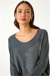 Sparkly Feather Stretch Knit Top