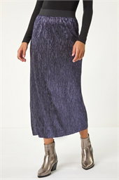 Foil Plisse Pleated Pencil Skirt