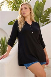 Curve Buttoned Stretch Top
