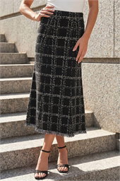Textured Knit Tweed Skirt